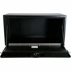 Buyers Products Steel Underbody Truck Box W/ 3-Point Latch - Textured Matte Black 18x18x36 - 1732505 -Towing & Cargo Management Shop 1732505 Front Open
