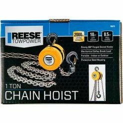 Reese Towpower Portable 1 Ton Capacity Chain Hoist, 10 Ft. Lift Chain, 8.5 Ft. Pull Chain - 7067300 -Towing & Cargo Management Shop 7067300 e