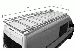Topper 14' Van Rack for 2007 & later Low Roof (96.3"H) Dodge Sprinter 15 Topper 14' Van Rack for 2007 & later Low Roof (96.3"H) Dodge Sprinter -Towing & Cargo Management Shop 985051 dim