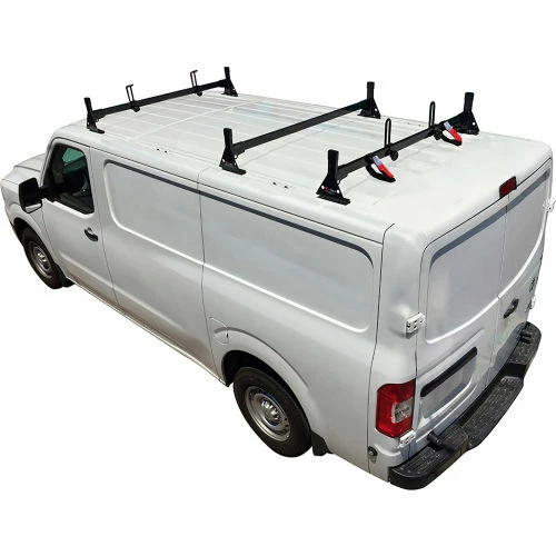 Vantech H1 3 Bar Steel Ladder Roof Rack For Nissan NV Cargo Van 2011-On, Black 3 Vantech H1 3 Bar Steel Ladder Roof Rack For Nissan NV Cargo Van 2011-On, Black - Image 3