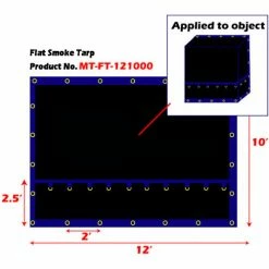 Xtarps, MT-FT15-B1210, Flatbed Truck Tarp, Light Weight Flat Smoke Tarp, 12'W x 10'L, Black