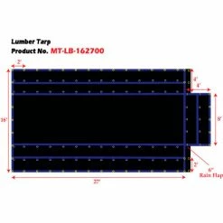 Xtarps, MT-LB18-B1627, Heavy Duty Flatbed Truck Tarp, Lumber Tarp, 16'W x 27'L, Black