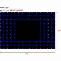 Xtarps, MT-MC15-B2030, Flatbed Truck Tarp, Light Weight Machinery Tarp, 20'W x 30'L, Black