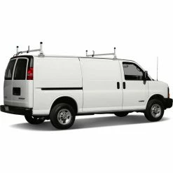 Vantech H1 2 Bar Steel Ladder Rack System for Chevy Express 1996-On, White -Towing & Cargo Management Shop VHC H1022W