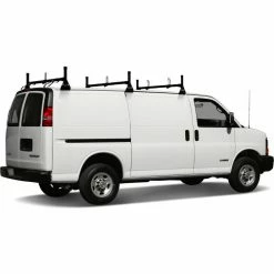 Vantech H1 3 Bar Steel Ladder Rack System for Chevy Express 1996-On, Black -Towing & Cargo Management Shop VHC H1023B