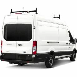 Vantech H1 2 Bar Aluminum Ladder Roof Rack for Ford Transit Cargo Van 2015-On, Black -Towing & Cargo Management Shop VHC H1752B