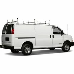 Vantech H1 3 Bar Steel Ladder Rack System for Chevy Express 1996-On, White