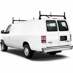 Vantech H1 2 Bar Steel Ladder Rack System for Dodge RAM Van 1981-On, Black