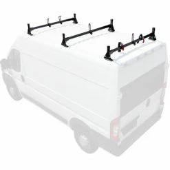 Vantech H1 3 Bar Aluminum Ladder Rack For RAM ProMaster Cargo Van 2013-On, Black -Towing & Cargo Management Shop h1353b 80 2