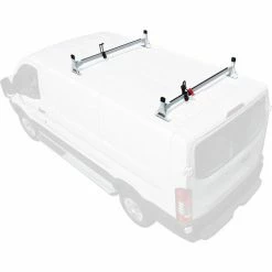 Vantech H1 2 Bar Steel Ladder Roof Rack for Ford Transit Cargo Van 2015-On, White -Towing & Cargo Management Shop h1722w 80 2
