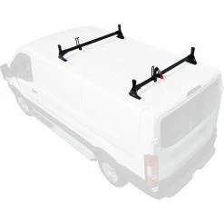 Vantech H1 2 Bar Aluminum Ladder Roof Rack for Ford Transit Cargo Van 2015-On, Black -Towing & Cargo Management Shop h1752b 80 2