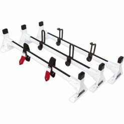 Vantech H1 2 Bar Steel Ladder Roof Rack for RAM ProMaster City 2014-On, White -Towing & Cargo Management Shop h1 3 low st w