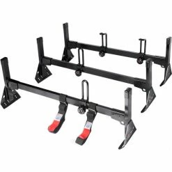 Vantech H1 3 Bar Steel Ladder Rack System for Chevy Express 1996-On, Black -Towing & Cargo Management Shop h1 3 standard st b 1