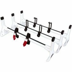 Vantech H1 2 Bar Steel Ladder Rack System for Dodge RAM Van 1981-On, Black -Towing & Cargo Management Shop h1 3 standard st w 2